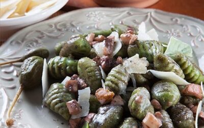 Oyster Mushroom Sauce over Spinach Gnocchi